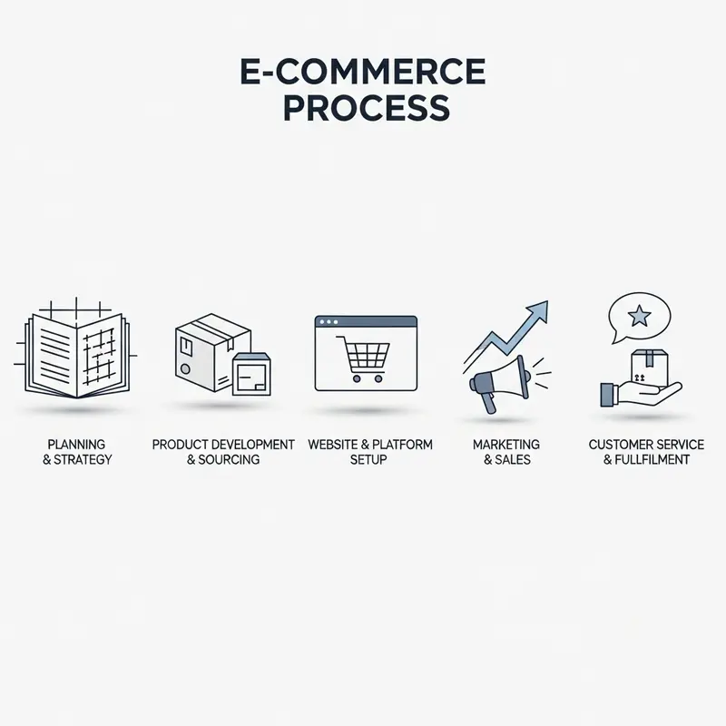 Dijital alışveriş için gerekli unsurların yer aldığı modern bir masa.